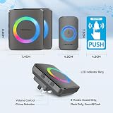 TECKNET Wireless Doorbell IP65 Waterproof Twin Plug-in Door Chime Kit view 6