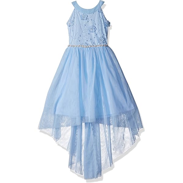 Bonnie Jean Girls Size 16 \"BLUE LILAC FAIRY MESH\" Sequins Pearl Waist Dress