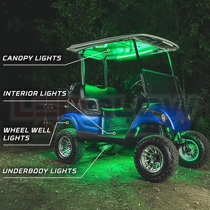 Amazon Com Ledglow 12pc Million Color Led Golf Cart Underglow Accent Neon Lighting Kit With Canopy Wheel Well Interior Lights For Ezgo Yamaha Club Car Fits Electric Gas Golf Carts