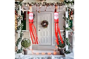 Tatuo 2 Pieces Christmas Windsock Santa Claus Windsock Santa Outdoor Hanging Windsocks Winter Decorative Fabric Wind Sock for Tree Decorations Front Yard Porch Patio Lawn Garden Party