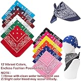 Vinuwu 12 Pack Bandana 22x22 Inch Vintage Paisley Head Scarf Nylon view 3