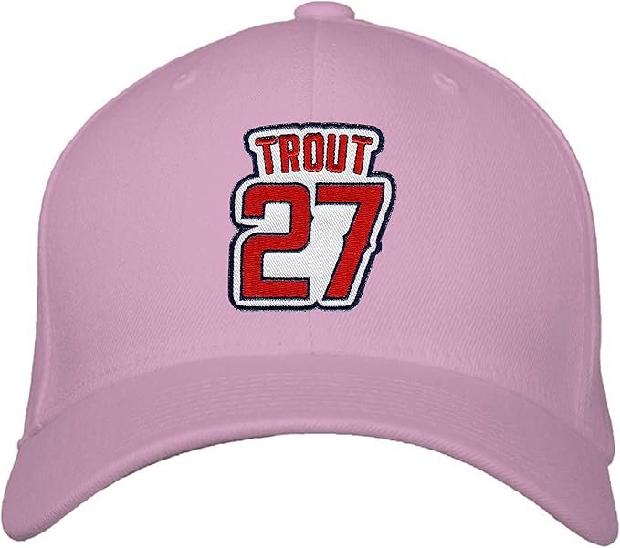 Mike Trout Hat Los Angeles Baseball Adjustable Women's Cap (Pink) at