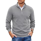 COOFANDY Mens Quarter Zip Pullover Slim Fit Lightweight Sweater Casual Mock Neck Knit Polo Sweater