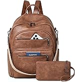 LATMAP Backpack Purse for Women Laptop Backpack, Leather Travel Backpack Shoulder Bag Teacher College Daypack Work Handbag fits 14" Laptop-Brown