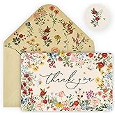 Artoid Mode 24 Pack Vintage Wildflower Thank You Cards Flower Greeting Cards Gift With Envelope Sticker Blank Note Cards for Birthday Wedding Baby Shower Bridal Shower, 4 x 6 Inch