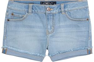 Lucky Brand girls Cuffed Jean Shorts, Stretch Denim With 5 Pockets, Mid to High Rise Waist