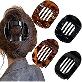4 Pcs Flat Hair Clips Large 2 Styles Flat Claw Clips For Women, Black Leopard Strong Hold Hair Barrettes for Thick and Thin Hair Comfortable Curved Clips