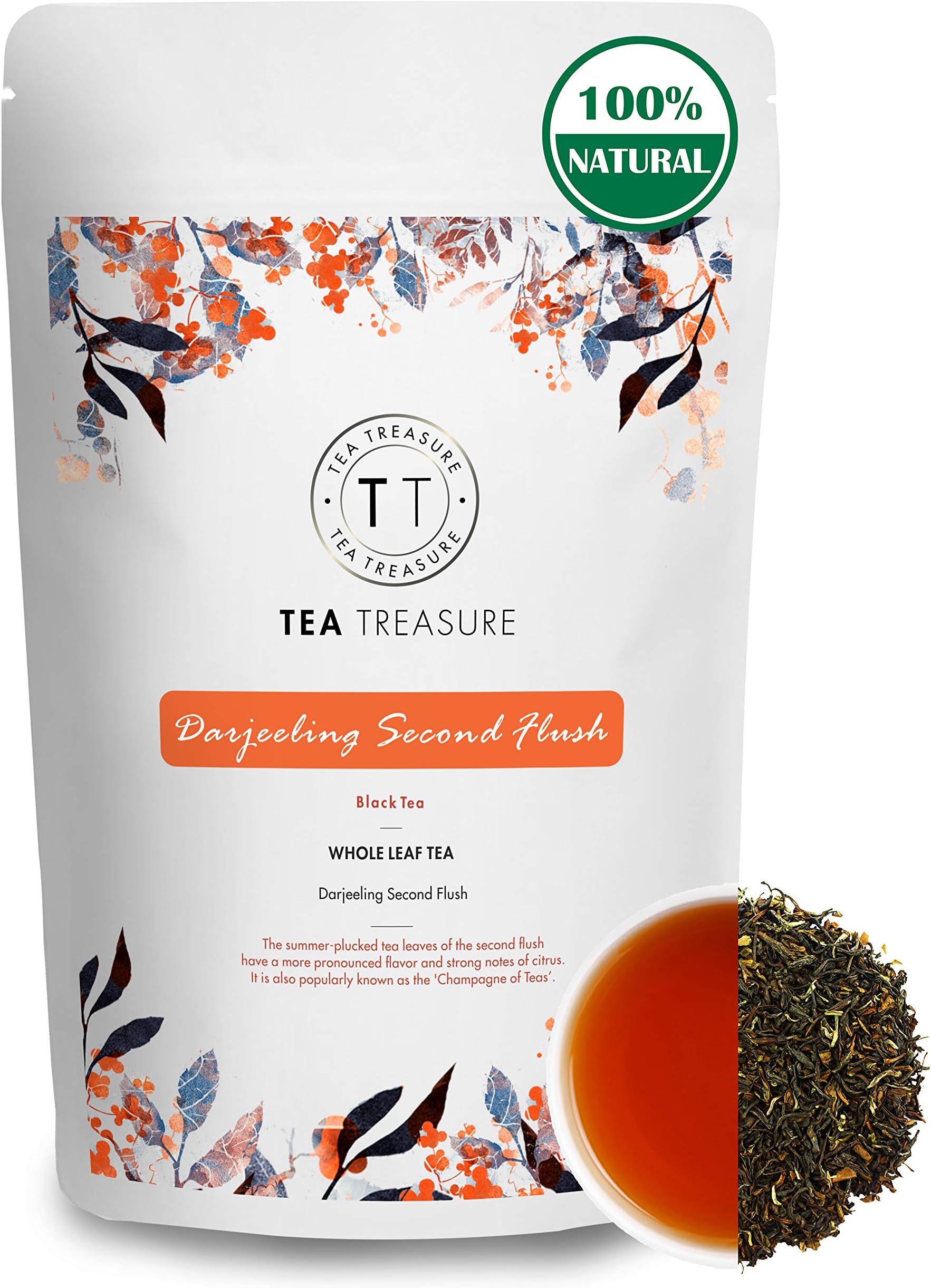 Tea Treasure Darjeeling Second Flush Black Tea 100gm | Whole Leaf Tea | Boosts Immunity & Energy | Good for Weight Management | Rich in Antioxidants