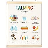 BESERH Mental Health Posters for Kids, Calming Strategies Mental Health Awareness Poster Hanger Frame Wall Decor for Classroom Calm Down Corner School Counselor Therapy Office Decor, 12x16 Inches
