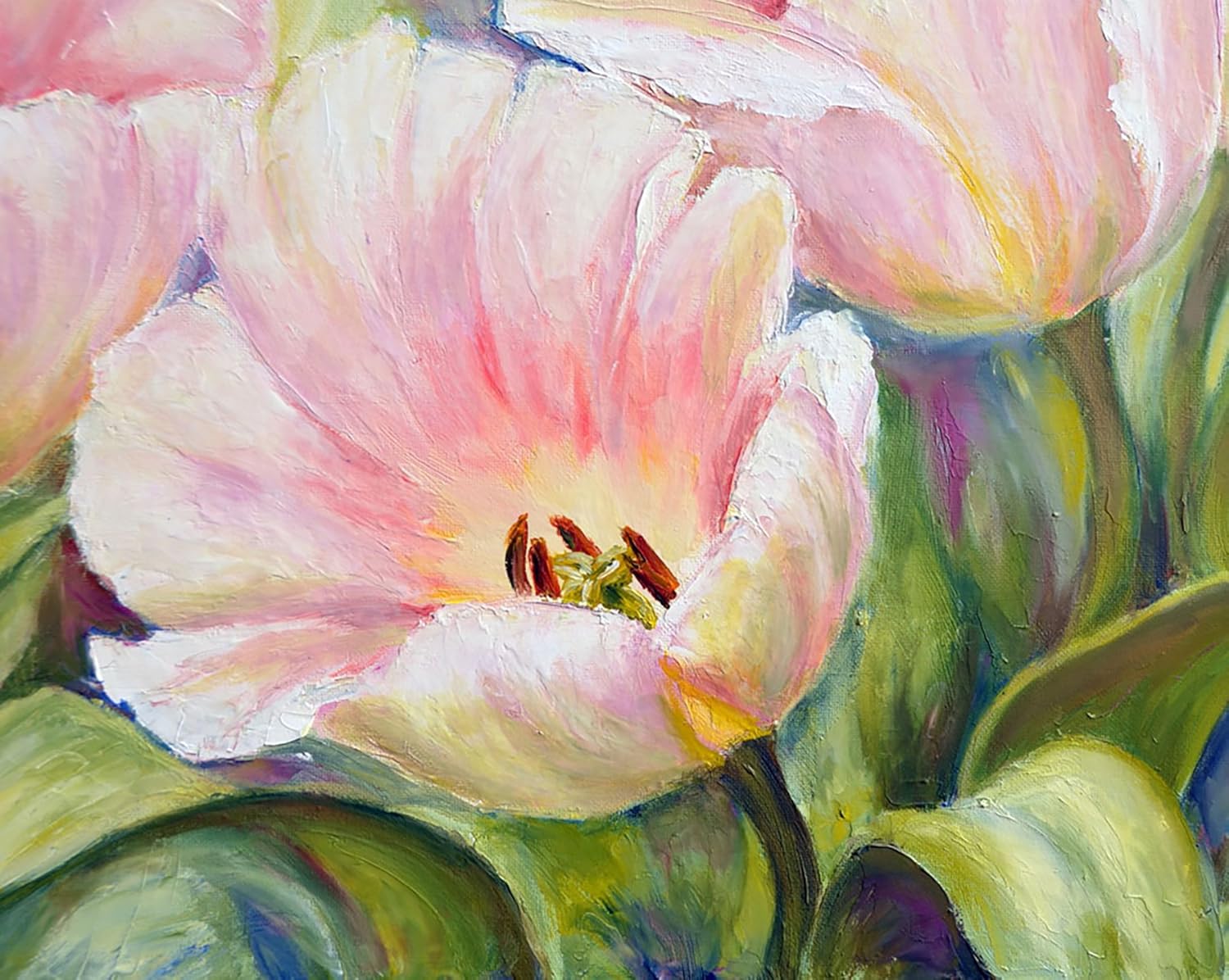 ohpopsi rosa diseño de tulipanes de pintura al óleo Póster Mural