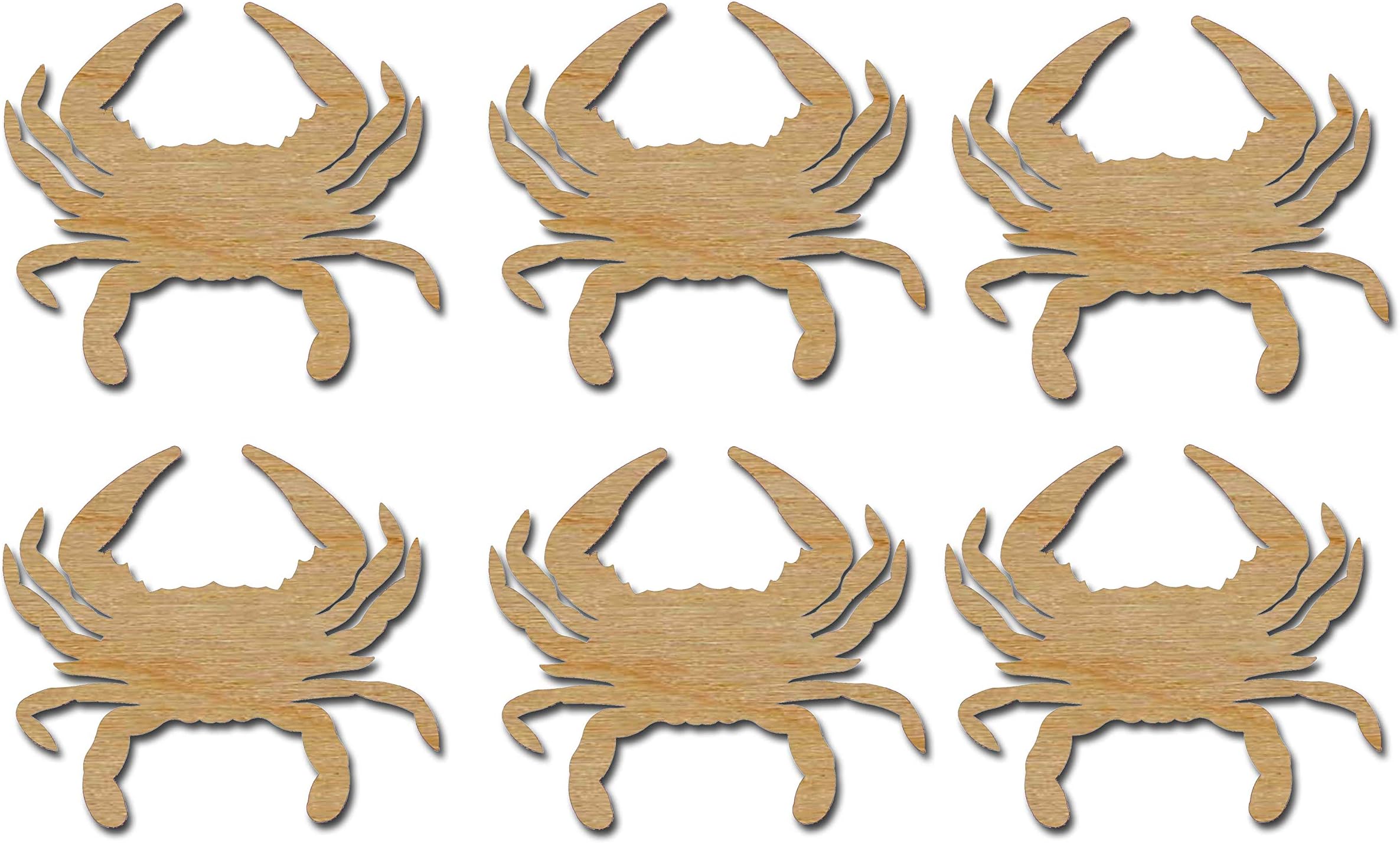 Crab Shape Cut Outs Unfinished Wood Mini Crabs 2.75" Inch 6 Pieces CRB-06