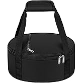 MIAOJIE Round Insulated Casserole Carrier, Pie Carrier Bag, Portable Casserole Carrier for Hot or Cold Food Lunch Tote, Lunch Bag for Parties Picnic, Fits 12.5" Baking Dish, Black