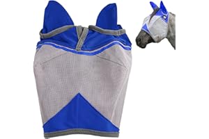 RS PREMIUM HORSES RS Premium Horse Fly Mask with Ears | Smoothly Protect Face and Ears from UV & from Insects | Made with Durable elasticable Lattice | Sweat Absorber | Comfortable & Relaxable | Size: Medium & Large
