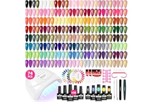 VANREESA Gel Nail Polish Kit with U V Light 74 Pcs Gel Polish Nail Set 56 All Seasons Colors Nail Polish Set + Base and 4 Effects Top Coat with Manicure Tools Complete Nail Kit Gifts for Women
