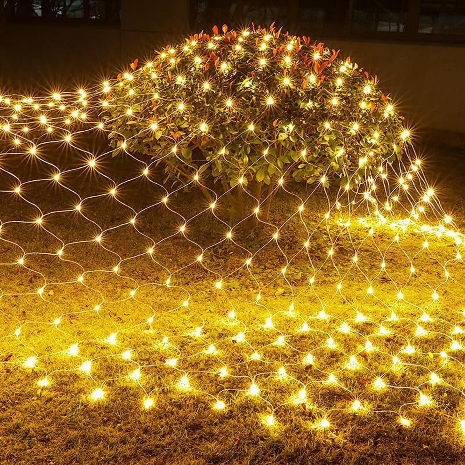 Photo 1 of 2 PACK Battery Operated Net String Lights 4.9x3.9Ft 100LED-Light 8 Modes Mesh Waterproof Wide Angle LED Curtain Lights for Christmas Xmas Garden Yard Party Wedding and Holiday Decor( Warm White)