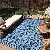 Outdoor Patio Rug 6x9 FT, Waterproof Camping Carpet RV Camping Mat, Plastic Straw Reversible Mat 9x6 FT, Large Floor Mat Outd