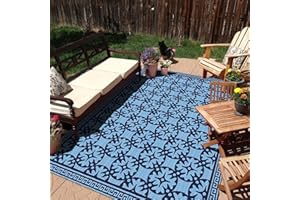 Afurkuot Outdoor Rug Patio 9x12 Clearance Waterproof, 9x12 FT Large RV Mat, Outdoor Area Rug Plastic Straw Rug Patio Mat for Camping RV Picnic Backyard Beach Deck Balcony