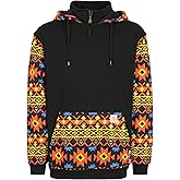 BOCOMAL FR Hoodies Bohemian Printed 1/4 Zipper Pullover 10.5oz Cotton Fleece Fire Resistant Hooded Sweatshirts