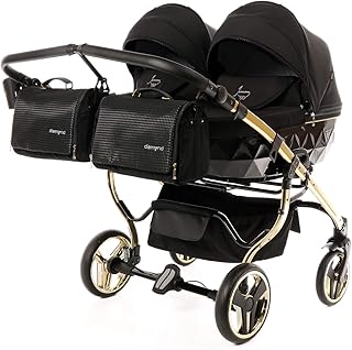 ZWILLINGSKINDERWAGEN GESCHWISTERWAGEN ZWILLINGSBUGGY TWIN JUNAMA DUO s-LINE (02. Schwarz und Gold, 3in1)