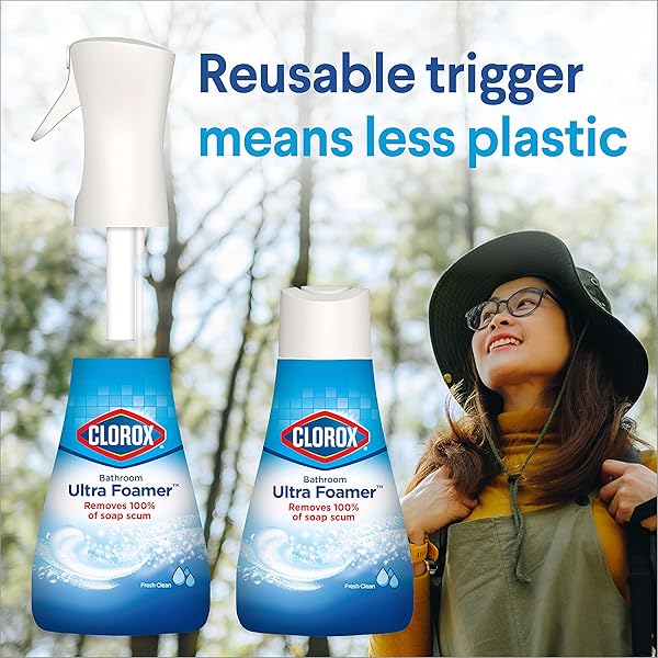 CLOROX BATHROOM ULTRA FOAMER, HOUSEHOLD ESSENTIALS, FRESH CLEAN, 1 SPRAY AND 1 REFILL, 16 FL OZ EACH (PACKAGE MAY VARY)