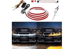 DUOFU365 Exterior Car LED Hood Light Strip,Dual Color Dynamic Scan Start Up Hoodbeam Kit,Led Daytime Running Lights White&Amber Switchback Sequential Turn Signal Lights for Cars, Trucks,SUV(95inch/1set)