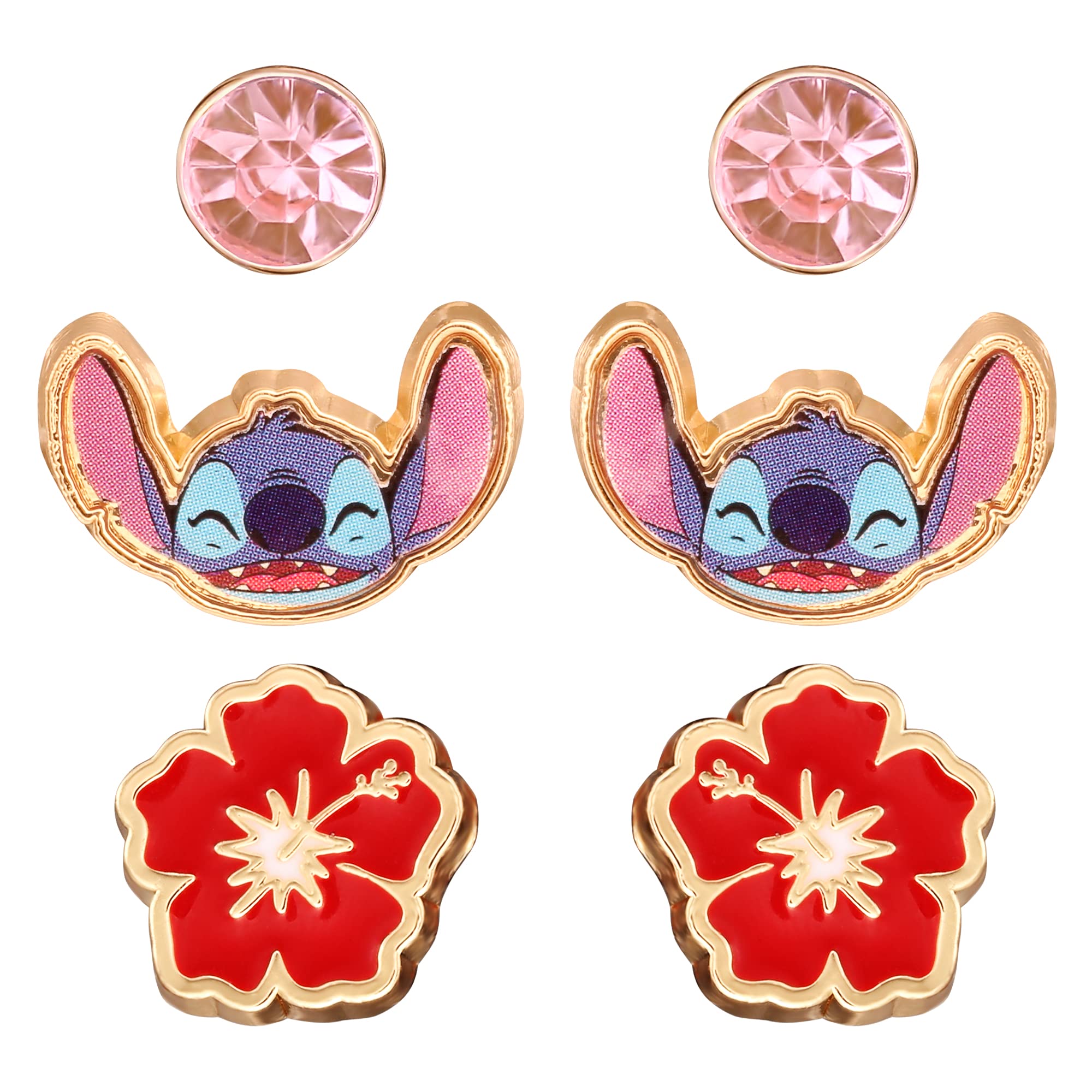 Peers Hardy Disney Lilo & Stitch Multicoloured enamel Costume 3pc Earring Set SH00622YRPL,One Size,SH00622YRPL AMZ
