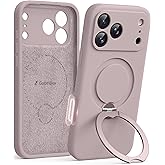 GolbinBox for iPhone 17 Pro Max Case with 360° Spin Magnetic Stand, [Compatible with MagSafe] [Full Camera Protection], Shockproof Liquid Silicone Case with Ring Stand for 17 Pro Max 6.9'', Light Taro
