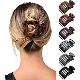 Mesovor 6 Pack Flat Square Claw Clips for Women, 3.94" Nonslip Large French Duckbill Lay Flat Hair Clips | Strong Hold Flat Hairclips for Lying Down, Yoga, Driving (Tortoise Polished)