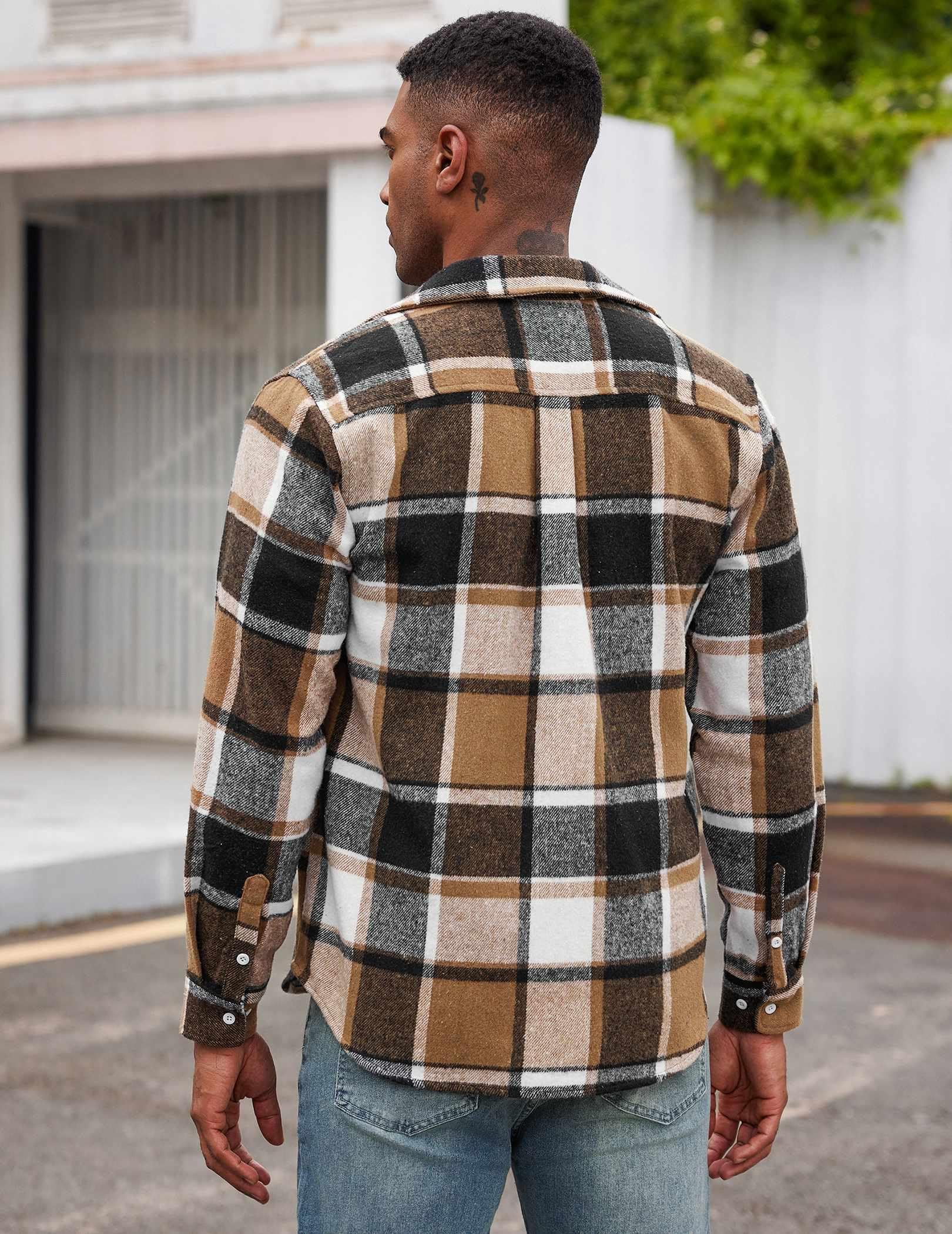 COOFANDY Men's Flannel Shirts Long Sleeve Cotton Plaid Shirt Jacket Casual Button Down Shirt with Pockets