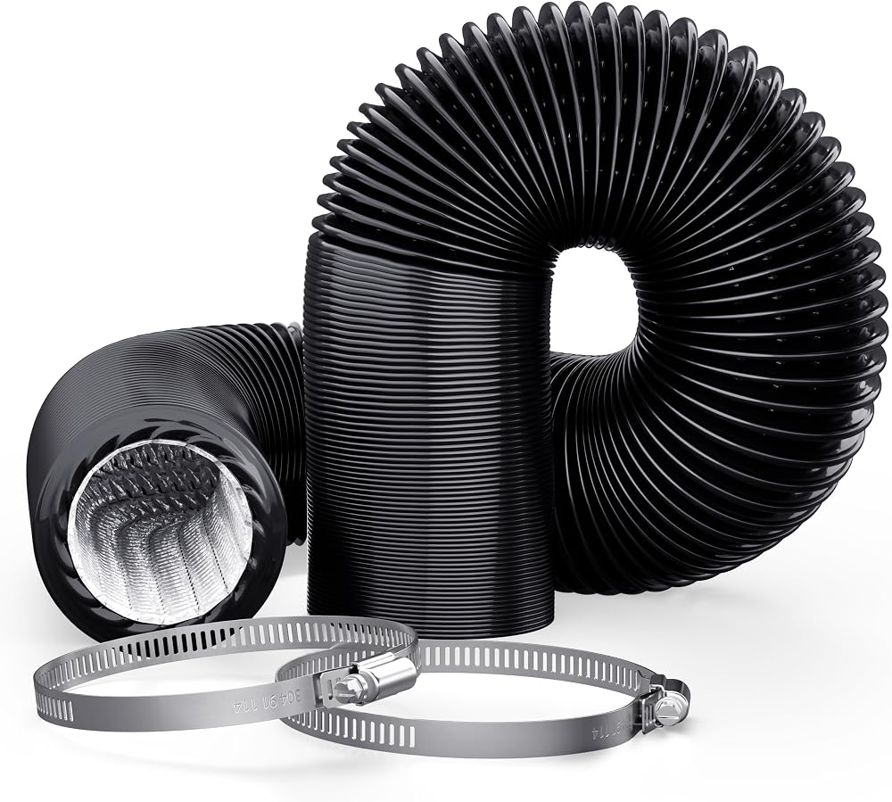 Adair 4in x 10ft Tumble Dryer Vent Hose 100mm Black Ducting with Clamps