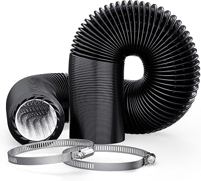 Adair 4in x 10ft Tumble Dryer Vent Hose 100mm Black Ducting with Clamps