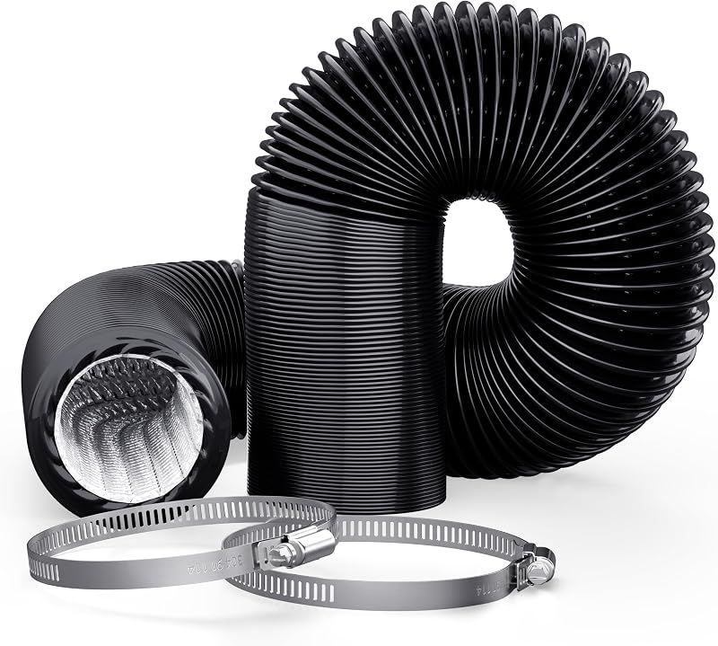 Adair 4in x 10ft Tumble Dryer Vent Hose 100mm Black Ducting with Clamps