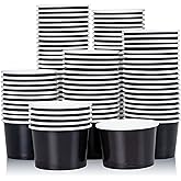 MATICAN Paper Ice Cream Cups, 100-Pack 9-oz Disposable Dessert Bowls for Hot and Cold, 9-ounce, Black