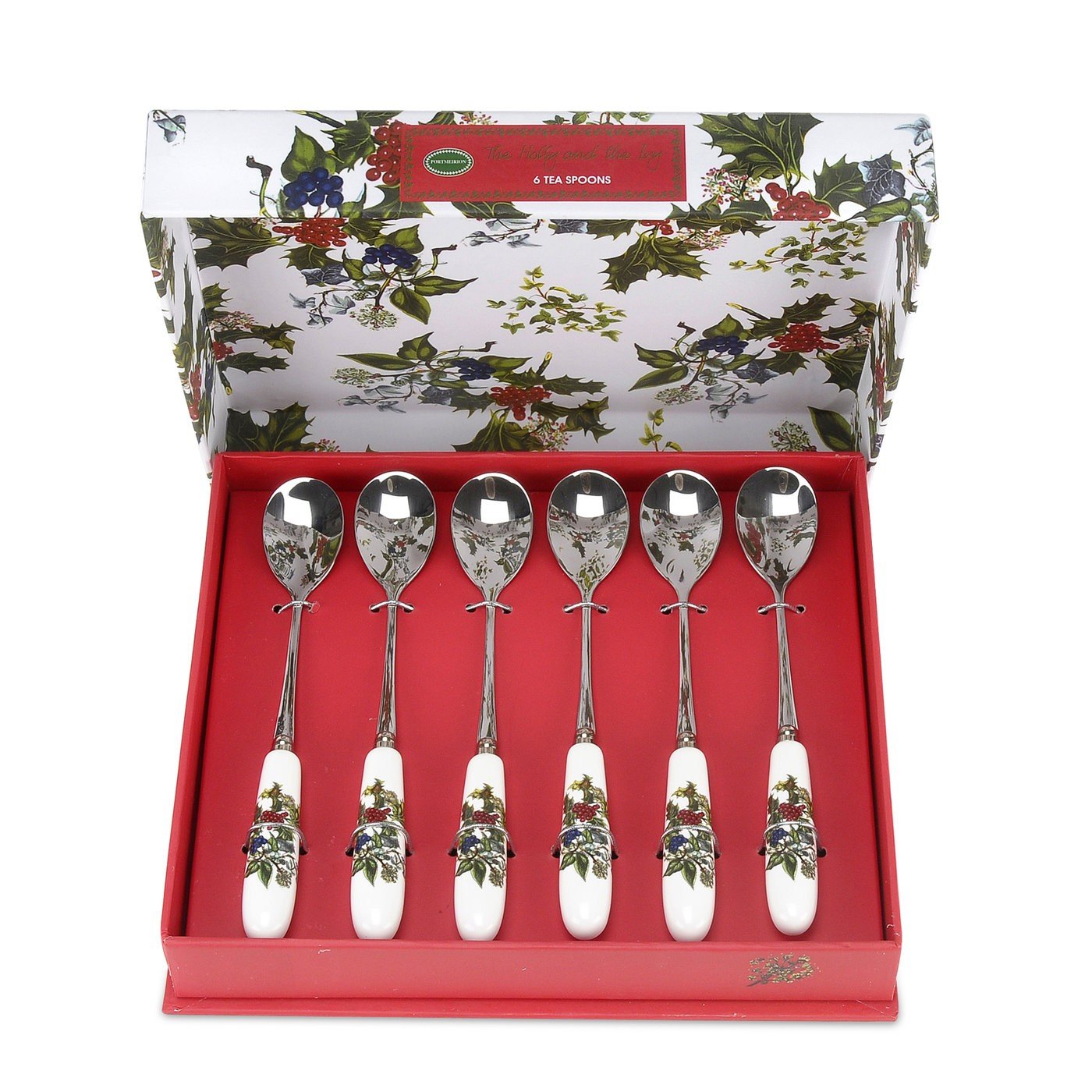 Portmeirion Home & Gifts HV1101 Tea Spoons S/6, Stainless Steel, Multi-Colour, 16 x 1.5 x 1 cm