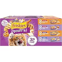Purina Friskies Gravy Wet Cat Food Variety Pack, Poultry Shreds, Meaty Bits and Prime Filets - (Pack of 32) 5.5 oz. Cans