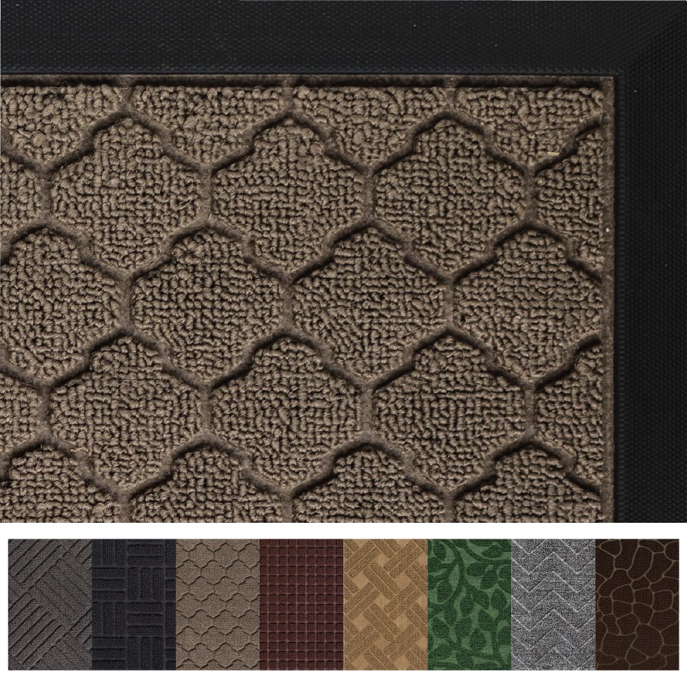 Gorilla Grip Original Durable Rubber Door Mat, Heavy Duty Doormat for Indoor Outdoor, Waterproof, Easy Clean, Low-Profile Mats for Entry, Garage, Patio, High Traffic Areas (29 x 17, Beige: Quatrefoil)