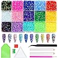 ZYNERY 18000pcs Flatback Rhinestones, 15 Mixed Color Jelly Rhinestones Round Shape Crystals for Crafts Nail Face Art Shoes Diamond Painting with Storage Box/Tweezers/Drill Pen (3mm)