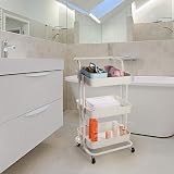 Maison & White 3 Tier Storage Trolley White with Wheels 43x36x86cm view 2