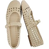 CUSHIONAIRE Windsor Woven Womens Flats with Adjustable Strap – Comfortable Mary Jane Ballet Flats for Women