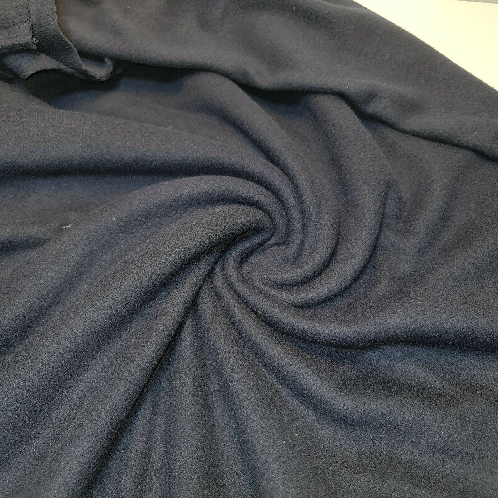Antipil Polar Fleece Fabric Superior Quality Warm Soft Pile Dress Craft Fabric Material 58" - 150 cm Wide Sold As 1 Meter Pre - Cut Lengths (Available in 15 Colours) (Navy Blue)