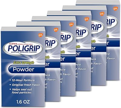 Poligrip Extra Strength Denture Adhesive Powder 1.6 oz 6-Pack Poligrip