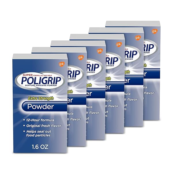 SUPER POLIGRIP EXTRA STRENGTH DENTURE ADHESIVE POWDER, DENTURE...