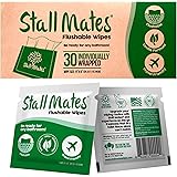 Stall Mates: Flushable, individually wrapped wipes for travel. Unscented with Vitamin-E & Aloe, 100% Biodegradable (30 on-the-go singles)