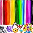 Gushu 200 pcs Multi-Color Pipe Cleaners and 100 pcs self-Adhesive Wiggle Eyes Sets for Crafts, Craft Supplies,Pipe Cleaners Bulk, Chenille Stems, Pipe Cleaner for Crafts