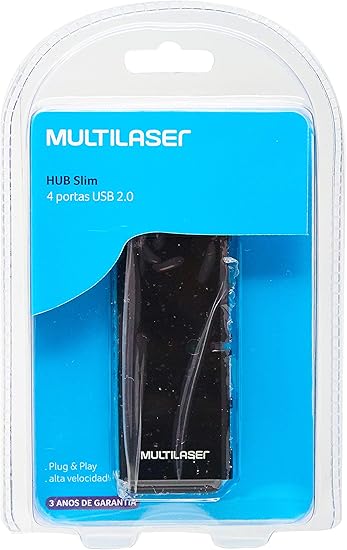 Multilaser Slim 2.0 AC064 - Hub 4 Portas, Preto