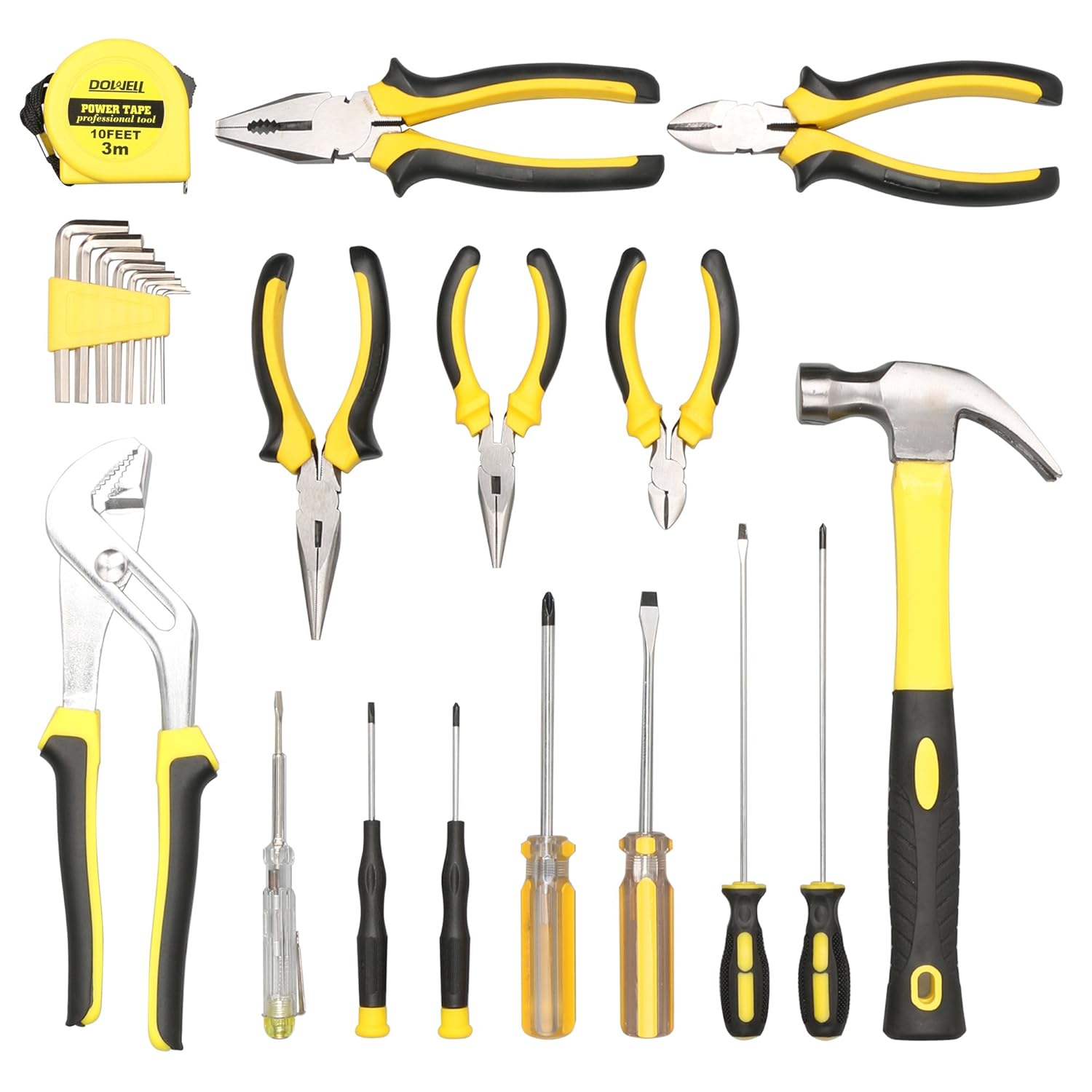 DOWELL 24 Pieces Homeowner Tool Set, Home Repair Hand Tool Kit with