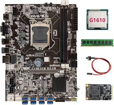 Zunedhys B75 USB BTC Mining Motherboard LGA1155 G1610 CPU 4GB RAM 128G SSD