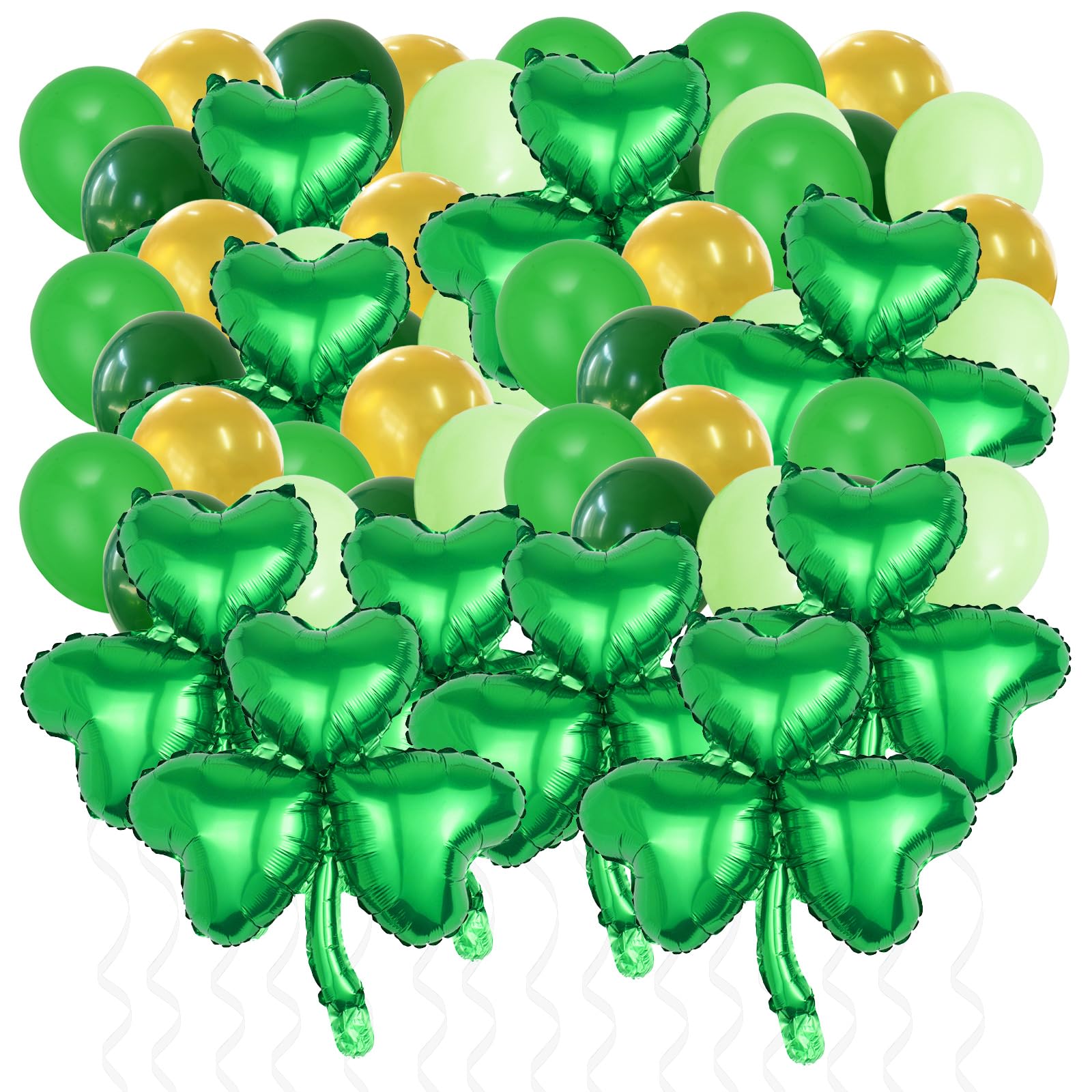 St Patrick's Day Green Shamrock Foil Balloons Set, St Patrick′s Day Decorations, Foil Clover Balloons Green Party Decorations Kit for Home, Wall, Ceiling & Festival Party Supplies