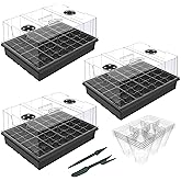 Gardzen Seed Starter Trays, 3 Set Seed Starting Kit with High Dome & Sturdy Base, Reusable Plant Starter Trays with Clear Cells for Seedlings and Microgreens