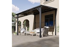 Aoxun 8' x 10' Gazebo for Patio, Gazebo Pergola with Sloped Roof, Large Wall-Mounted Heavy Duty Awnings, for Backyard, Deck, Patio